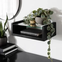 18" X 6" Holt Wood/Glass Decorative Wall Shelf Black - Kate & Laurel All Things Decor 11 18" X 6" Holt Wood/Glass Decorative Wall Shelf Black - Kate & Laurel All Things Decor -Home Decor Shop GUEST e6d859e8 535e 41f0 a79d d20e908bb39f