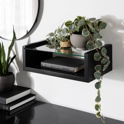 18" X 6" Holt Wood/Glass Decorative Wall Shelf Black - Kate & Laurel All Things Decor 5 18" X 6" Holt Wood/Glass Decorative Wall Shelf Black - Kate & Laurel All Things Decor - Image 5