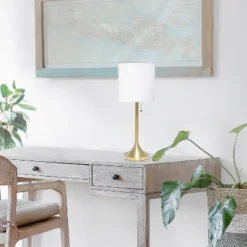 Tapered Desk Lamp With Fabric Drum Shade White - Simple Designs -Home Decor Shop GUEST e6dd4bee 8580 41f3 825b 9c9e9c0e392b