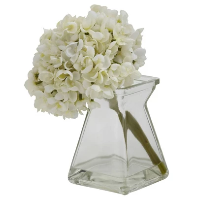 Set Of 3 Artificial Hydrangea Plant In Glass Vase - Nearly Natural 2 Set Of 3 Artificial Hydrangea Plant In Glass Vase - Nearly Natural - Image 2