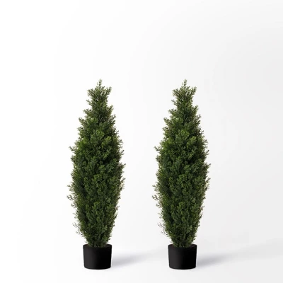 Forever Leaf 36" Cedar Boxwood In Black Pot (2 Pack), Indoor Artificial Plant For Home Decor 1 Forever Leaf 36" Cedar Boxwood In Black Pot (2 Pack), Indoor Artificial Plant For Home Decor