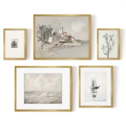 Americanflat 5 Piece Vintage Gallery Wall Art Set - Seaside Villa, Seascape In Greys, Calm Sailing, Tree Etching By Maple + Oak 10 Americanflat 5 Piece Vintage Gallery Wall Art Set - Seaside Villa, Seascape In Greys, Calm Sailing, Tree Etching By Maple + Oak -Home Decor Shop GUEST ea4c3663 2987 4bf8 8aad a8eb0cd86931