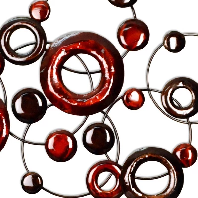 32" X 22" Metallic Circles Wall Décor Metallic Reds - Stratton Home Décor 3 32" X 22" Metallic Circles Wall Décor Metallic Reds - Stratton Home Décor - Image 3