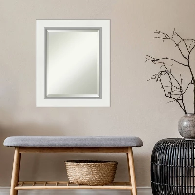 22" X 26" Eva White Framed Wall Mirror Silver - Amanti Art 4 22" X 26" Eva White Framed Wall Mirror Silver - Amanti Art - Image 4