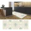 20"x55" Oversized Cushioned Anti-Fatigue Kitchen Runner Mat Rustic Medallion Cream - J&V Textiles
