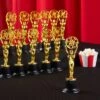 Juvale Pack Of 12 Mini Award Trophies - Plastic Movie Film Buff Trophy - Trophies For Kids - Great For Teachers, Gold, Black