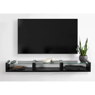 18" X 6" Holt Wood/Glass Decorative Wall Shelf Black - Kate & Laurel All Things Decor 7 18" X 6" Holt Wood/Glass Decorative Wall Shelf Black - Kate & Laurel All Things Decor - Image 7