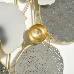 HOMCOM 3D Metal Wall Art Set Of 2 Modern Lotus Leaves Hanging Wall Sculpture Home Decor For Living Room Bedroom Kitchen 20"x32"x2, Gray And Gold 8 HOMCOM 3D Metal Wall Art Set Of 2 Modern Lotus Leaves Hanging Wall Sculpture Home Decor For Living Room Bedroom Kitchen 20"x32"x2, Gray And Gold -Home Decor Shop GUEST ef64ebad 65b5 473a a35d 51596bc5e6a8