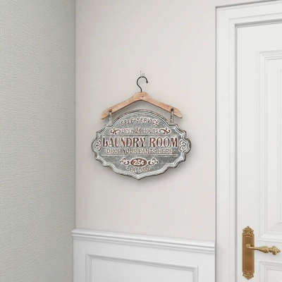 Metal Sign Laundry Room Wall Decor Gray - Olivia & May 11 Metal Sign Laundry Room Wall Decor Gray - Olivia & May - Image 11