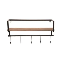 Transpac Metal Black Everyday Shelf With Hooks