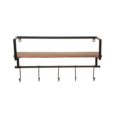 Transpac Metal Black Everyday Shelf With Hooks 1 Transpac Metal Black Everyday Shelf With Hooks