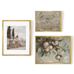 Americanflat 3 Piece Vintage Gallery Wall Art Set - Apple Tree Watercolor, Southern Austria, Afghan Rug By Maple + Oak -Home Decor Shop GUEST f1f5f20a 9ce9 4e1f a17a fe19b7642821