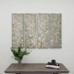 Metal Tree Wall Decor With Embossed Design Set Of 4 Brown - Olivia & May -Home Decor Shop GUEST f3750e04 06b1 4703 9474 e0b3450c793f