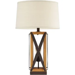 Franklin Iron Works Gaines Rustic Farmhouse Table Lamp 28 1/2" Tall Bronze Wood With LED Nightlight Off White Burlap Drum Shade For Bedroom House Home 14 Franklin Iron Works Gaines Rustic Farmhouse Table Lamp 28 1/2" Tall Bronze Wood With LED Nightlight Off White Burlap Drum Shade For Bedroom House Home -Home Decor Shop GUEST f3ad3aae 7a46 4b96 8bc4 e0531e719c10