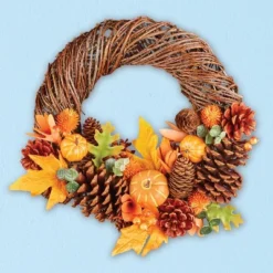 Collections Etc Rustic Fall Harvest Door Wreath Decoration