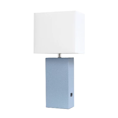 21" Lexington Leather Base Modern Home Decor Bedside Table Lamp With USB Charging Port And Fabric Shade - Lalia Home 19 21" Lexington Leather Base Modern Home Decor Bedside Table Lamp With USB Charging Port And Fabric Shade - Lalia Home - Image 19