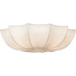 Possini Euro Design Planetarium Modern Ceiling Light Flush Mount Fixture 21" Wide Chrome 3-Light Ivory Fabric Scalloped Bowl For Bedroom Living Room -Home Decor Shop GUEST f60a00a1 5cb3 4db1 9830 ba7204aa3cb4