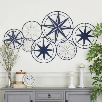 Metal Stars Indoor Outdoor Compass Wall Decor Blue - Olivia & May 1 Metal Stars Indoor Outdoor Compass Wall Decor Blue - Olivia & May