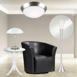 360 Lighting Deco Modern Accent Table Lamp 17" High Brushed Steel Touch On Off White Glass Dome Shade For Bedroom Bedside Nightstand Office Family -Home Decor Shop GUEST f764664f 03db 494f 90b2 6765c21e3570