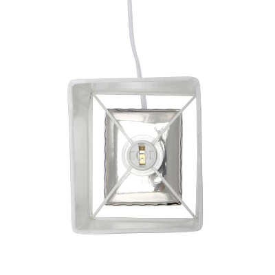 11.81" Tall Petite Hammered Square Bedside Table Desk Lamp With White Fabric Shade Silver - Simple Designs 2 11.81" Tall Petite Hammered Square Bedside Table Desk Lamp With White Fabric Shade Silver - Simple Designs - Image 2