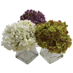 Set Of 3 Artificial Hydrangea Plant In Glass Vase - Nearly Natural 12 Set Of 3 Artificial Hydrangea Plant In Glass Vase - Nearly Natural -Home Decor Shop GUEST f8c925c5 0eb6 4fc1 922a e9bc95b338c3
