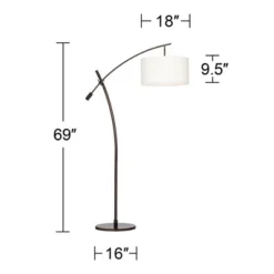 Possini Euro Design Raymond Modern Arc Floor Lamp 69" Tall Bronze Adjustable Boom Arm Off White Linen Drum Shade For Living Room Reading Bedroom Home -Home Decor Shop GUEST f8d1ddfd 9e9d 42b6 8af3 0dc6b47bd538