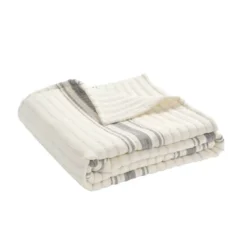 50"x60" Farmhouse Striped Kantha Pick Stitched Yarn Dyed Cotton Woven Throw Blanket - Lush Décor -Home Decor Shop GUEST f9773588 5c3f 4388 96d0 9fe285a7dd41