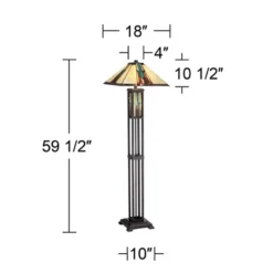 Robert Louis Tiffany Ranier Rustic Mission Floor Lamp 59 1/2" Tall Bronze With LED Nightlight Stained Art Glass Shade For Living Room Bedroom Office -Home Decor Shop GUEST fa983aff 9bcf 4f15 ab8b a83b6863b8bc