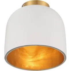 Possini Euro Design Merrick Modern Industrial Ceiling Light Flush Mount Fixture 9 1/4" Wide White Cement Gold For Bedroom Kitchen Living Room Hallway 8 Possini Euro Design Merrick Modern Industrial Ceiling Light Flush Mount Fixture 9 1/4" Wide White Cement Gold For Bedroom Kitchen Living Room Hallway -Home Decor Shop GUEST fbc4bc1b 4c28 4878 bb3e 12a42c5582f7