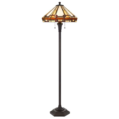 59.25" Resin Transitional Floor Lamp With Tiffany Glass Shade - Cal Lighting 3 59.25" Resin Transitional Floor Lamp With Tiffany Glass Shade - Cal Lighting - Image 3