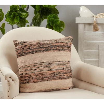 Saro Lifestyle Striped Pillow - Down Filled, 20" Square, Natural 2 Saro Lifestyle Striped Pillow - Down Filled, 20" Square, Natural - Image 2