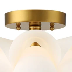 Possini Euro Design Modern Ceiling Light Semi Flush Mount Fixture White Flower Gold Metal 15 3/4" Wide Living Room Bedroom Kitchen -Home Decor Shop GUEST fef6218a 716d 4463 96b6 83ff662f8639