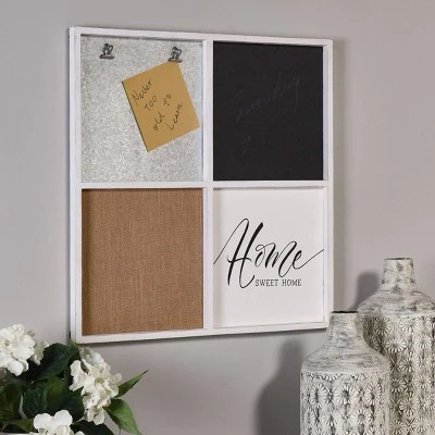Multi-Functional Wall Memo Board With Chalkboard Corkboard And Galvanized Metal White - StyleCraft 4 Multi-Functional Wall Memo Board With Chalkboard Corkboard And Galvanized Metal White - StyleCraft - Image 4
